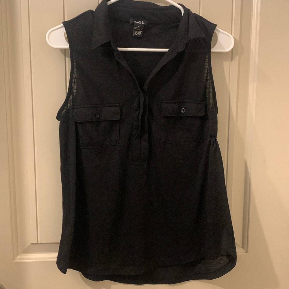 Rue21 Black Tank W/Collar and Pockets